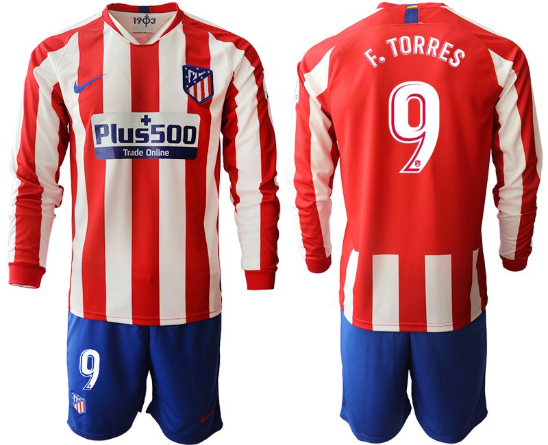 Men 2019-2020 club Atletico Madrid home long sleeves #9 red Soccer Jerseys